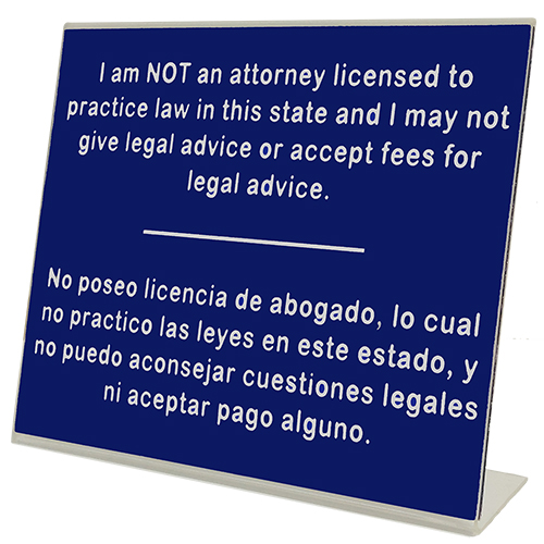 I Am Not a Lawyer Florida Notary Desk Sign